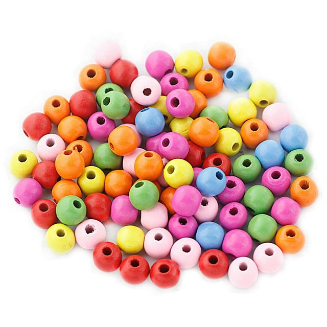 KLKCMS 100 Pcs Perles Rondes en Bois de 12 mm pour Fabrication de Bijoux, Breloques Entretoises Lâches 12 mm 2,5-3 mm