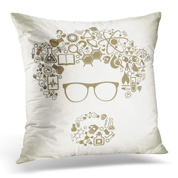 BOSDECO Education Human Face is Made Up of Science The Learning Research and Discovery Modern Technological Pillowcase Pillow Cover Cushion Case 18x18 inch