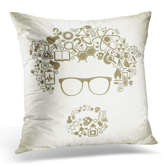 BOSDECO Education Human Face is Made Up of Science The Learning Research and Discovery Modern Technological Pillowcase Pillow Cover Cushion Case 18x18 inch