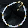 thumbnail image 4 of Ethiopian Opal 3.5mm Rondelle Shape Smooth Cut Beads 7 inch Adjustable Silver Plated Clasp Bracelet for men, women, unisex. Link Chain Stacking Bracelet.|LINK_02674, 4 of 5