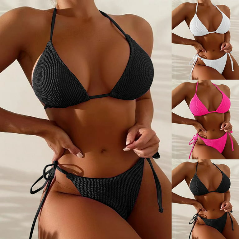 Women Halter Bikini Set V Neck Sexy Backless Top Mid Rise Bottom Thin  Straps Two Sports Bra Bathing Suits for Summer, Purple, Small : :  Clothing, Shoes & Accessories