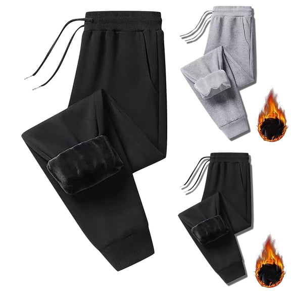 Men & Women Winter Warm Fleece Sherpa Lined Sweatpants Active Thermal Track Jogger Pants with Pockets