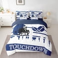 thumbnail image 2 of Manfei Est Soccer Sleep Bedding Comforter Set 7 Pieces for Boys, Ball Game Sports Full Bedding Set, White Blue Athlete Helmet Reversible Fitted Sheet Flat Sheet, Ultra Soft Bedroom Decor, 2 of 7
