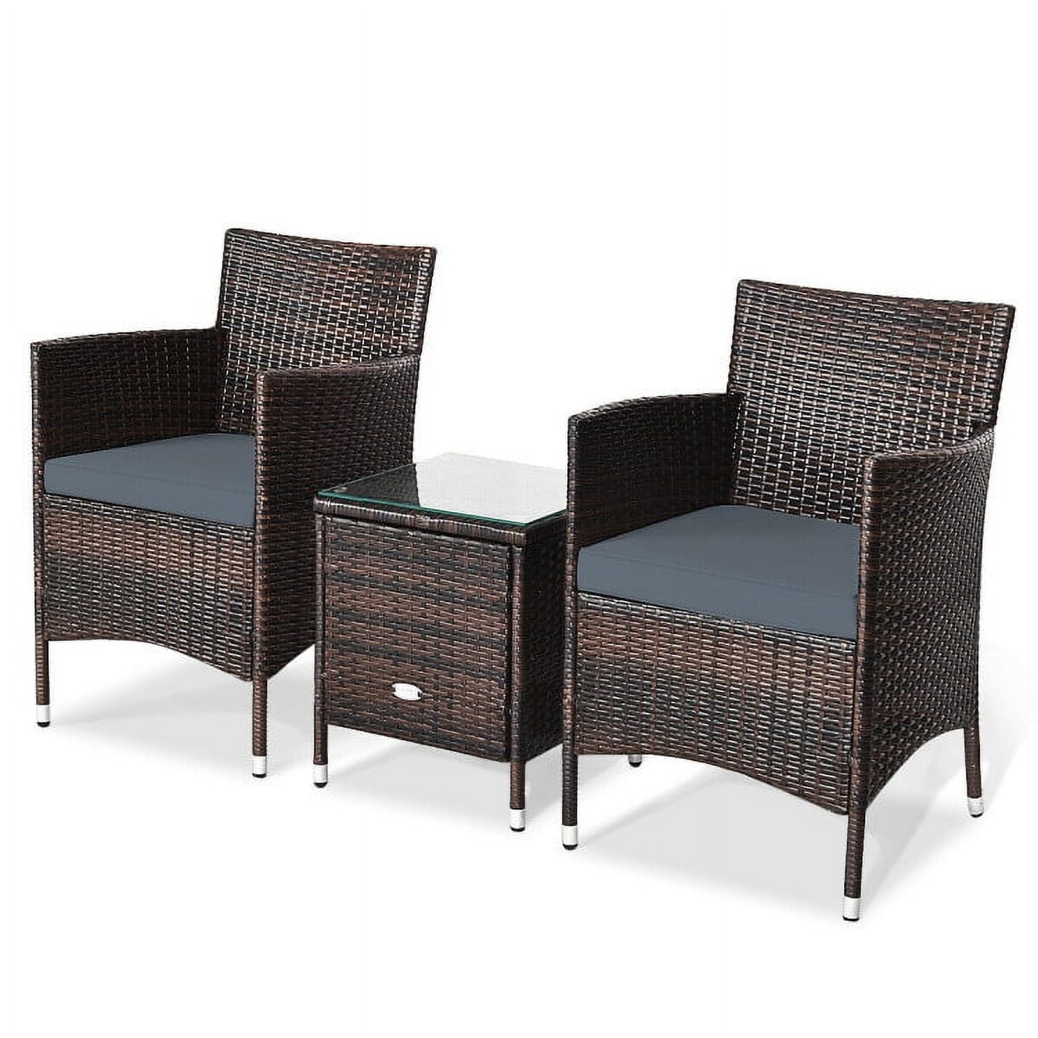 Aimee Lii 3 Piece Wicker Patio Furniture Set, Wicker Outdoor Sectional with Washable and Removable Cushion for Patio, Gray