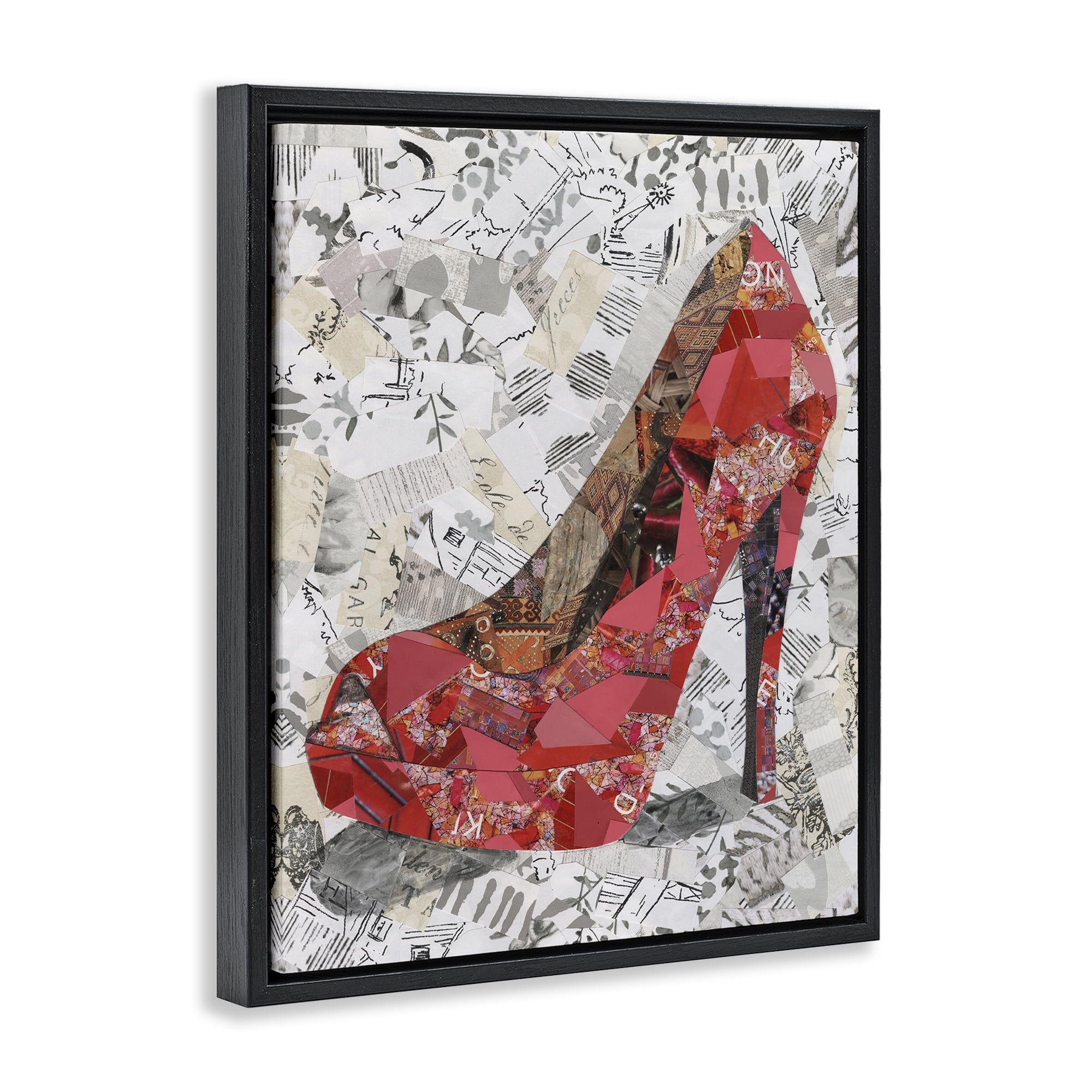 Stupell Industries Eclectic Glam Heel Fashion Painting Black Floater Framed Canvas Art Print Wall Art, 25 x 31