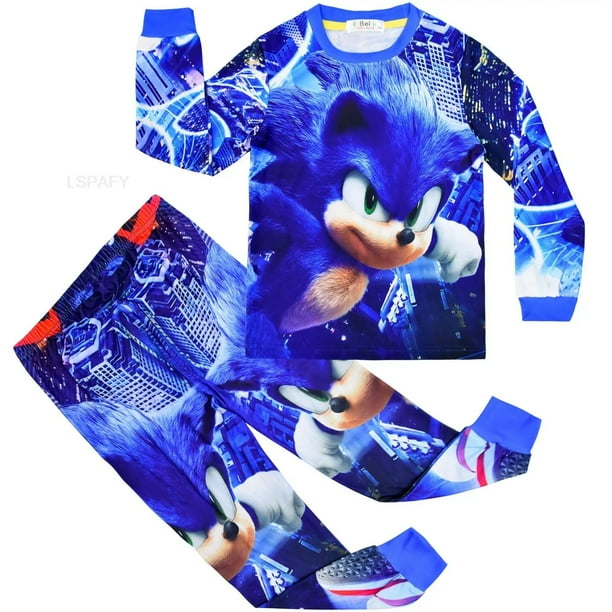 Sonics-Conjunto de pijamas de carreras para niños, ropa de dormir de Halloween Y Navidad, ropa de casa de dibujos animados para niños Y niñas, 2 a 10 años