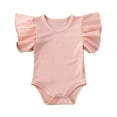 thumbnail image 1 of Newborn Baby Girl Ruffle Short Sleeve Romper Bodysuit Basic Solid Color T-Shirt Tops Summer Clothes Navy Blue 6-12 Months, 1 of 7