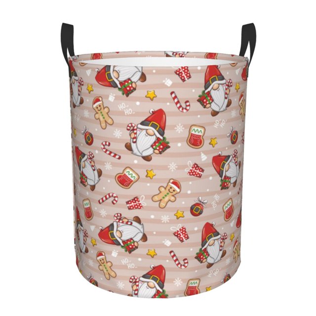 Fotbe Christmas Gnomes Santa Claus Cesto de Ropa con Asas, Cesto Impermeable de Gran Capacidad, Bolsa de Lavado para Dormitorio, Cesto de Ropa con Ruedas y Asas-Medium