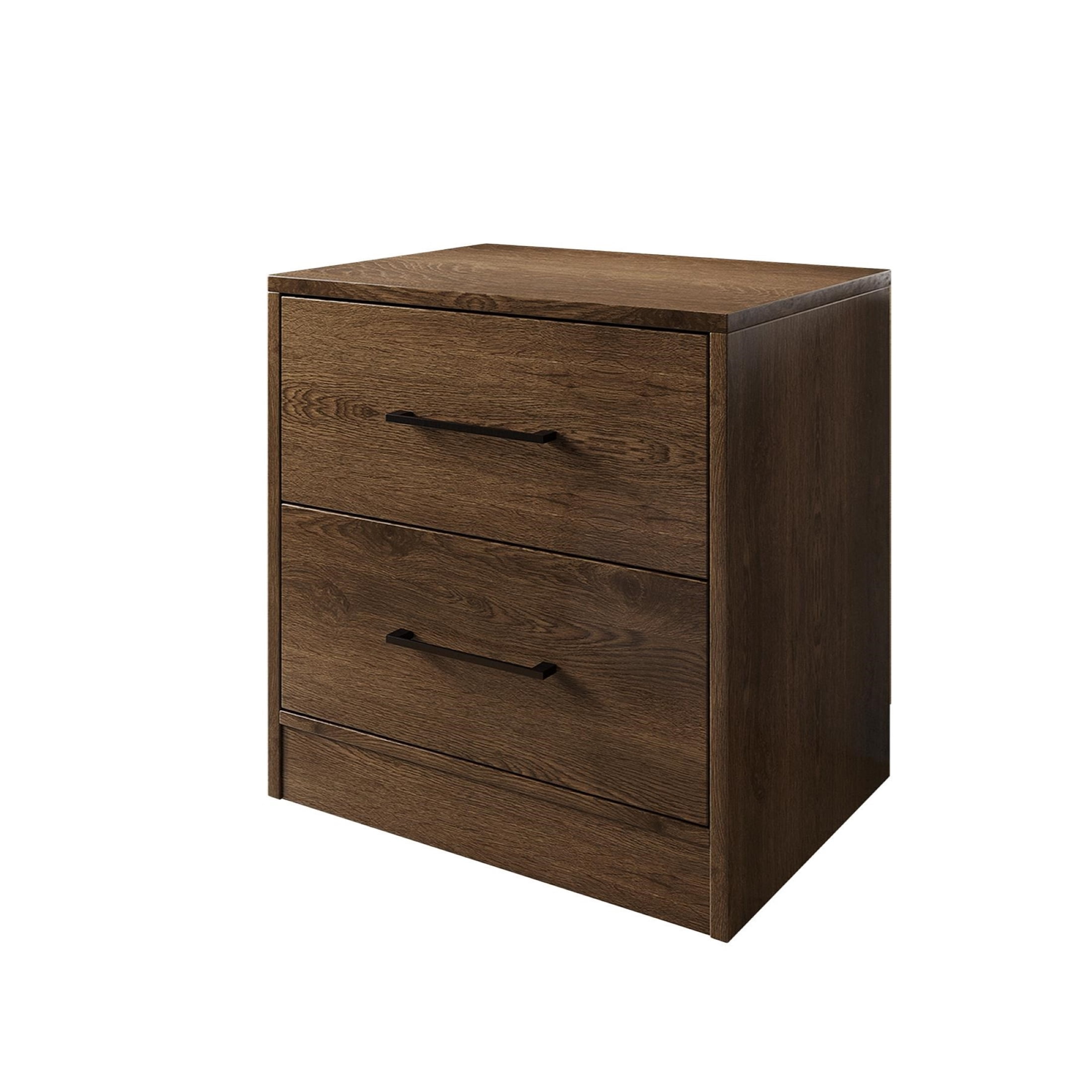 Castle Place Minimalist 2 Drawer Wooden Nightstand, Walnut