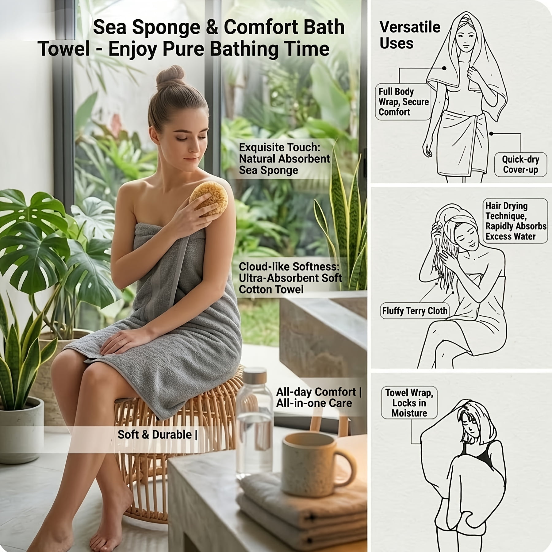 Set Of 12 Luxurious Cotton Towels Set, Ultra Soft & Highly Absorbent Premium Towels, Includes 4 Bath Towels, 2 Hand Towels & 6 Washcloths, Luxury Hotel Quality Shower Towels for Family & Guest Room.