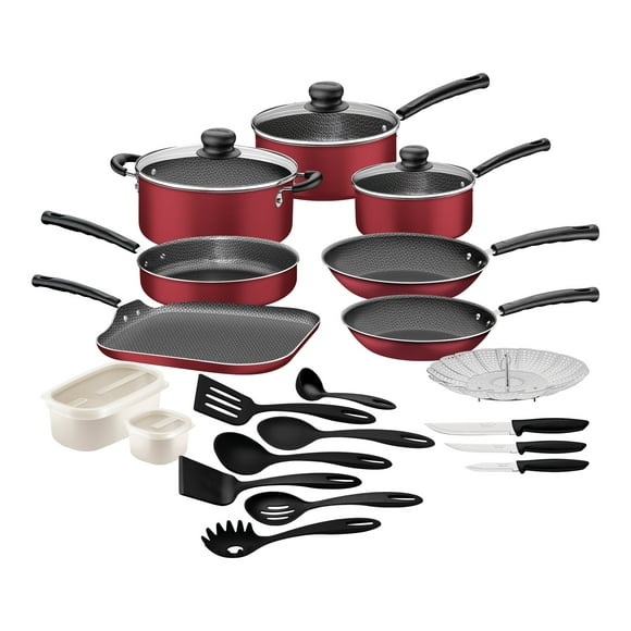 Batería de Cocina Tramontina de Aluminio Modelo Versalhes Roja 25 piezas.