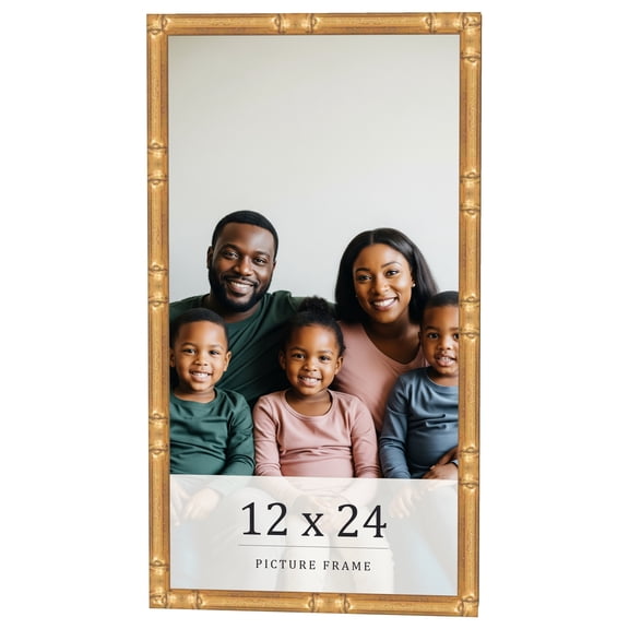 12x24 Frame Gold Bamboo Solid Wood Picture Frame | 0.75 Inch Moulding Width | Interior Frame Depth