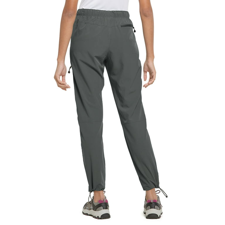 BALEAF Cargo Pants For Women Quick Dry Water Resistant With 4 Zip-Closure  Pockets Elastic Waist Steel Gray Size L 