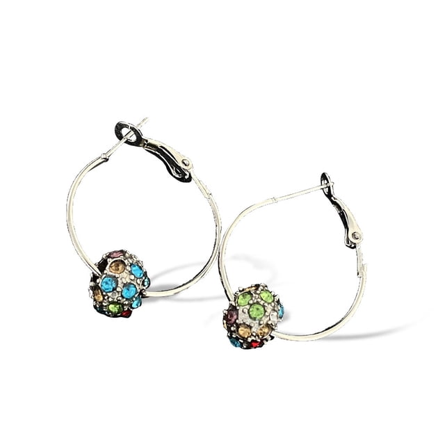 Pendientes Qarigey aro de tuerca regalo de joyería cumpleaños Cuentas color plateado