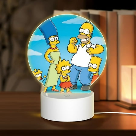 

The Simpsons Comedy Round Acrylic Night Light USB Cable LED Lamp Base with Touch Control Adjustable 3 Light Modes Nightlight Decorative