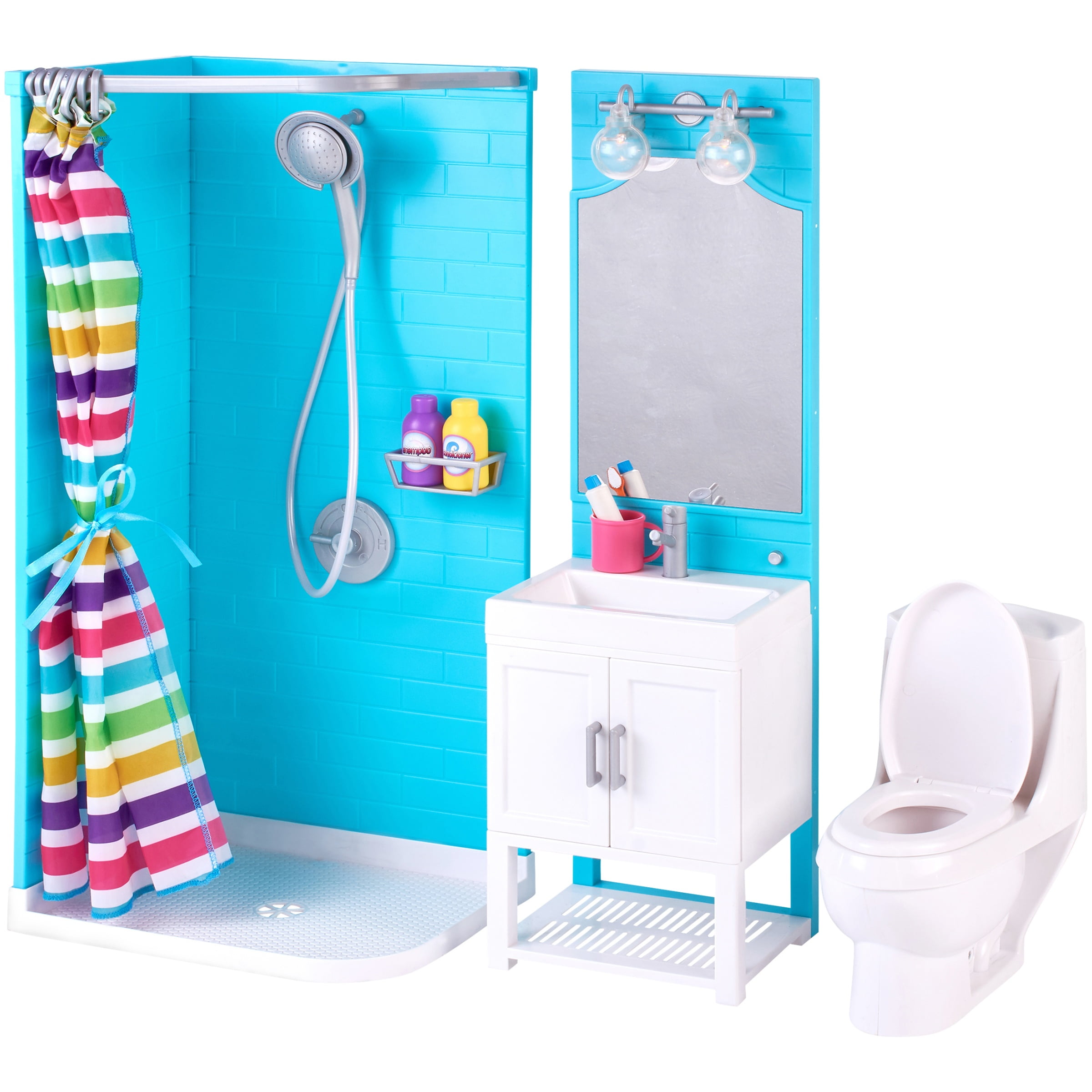 My Life As 17 Piece Bathroom Play Set With Shower And Light Up Vanity