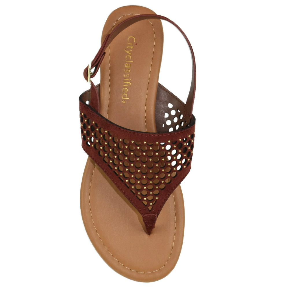 City Classified - takeme Flat Sandals Buckled City Classified Cut Out ...