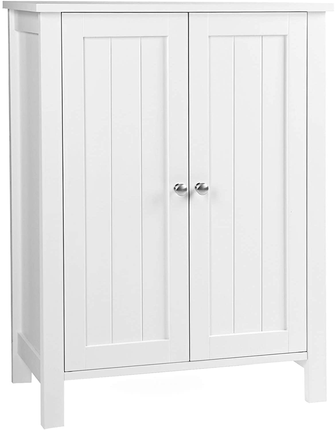 Wood Bathroom Storage Corner Floor Cabinet with 2 Doors and 2 Shelves White 