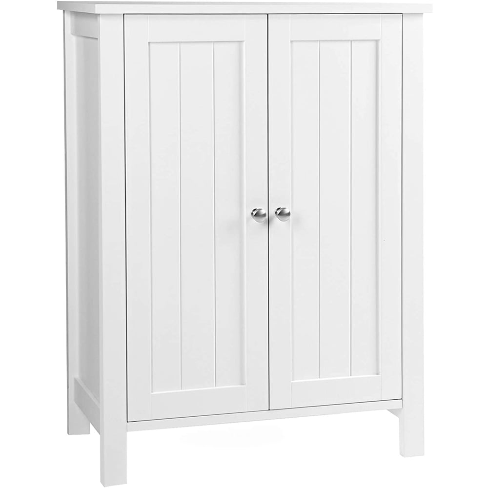 VASAGLE Bathroom Floor Storage with Double Door Adjustable Shelf, White