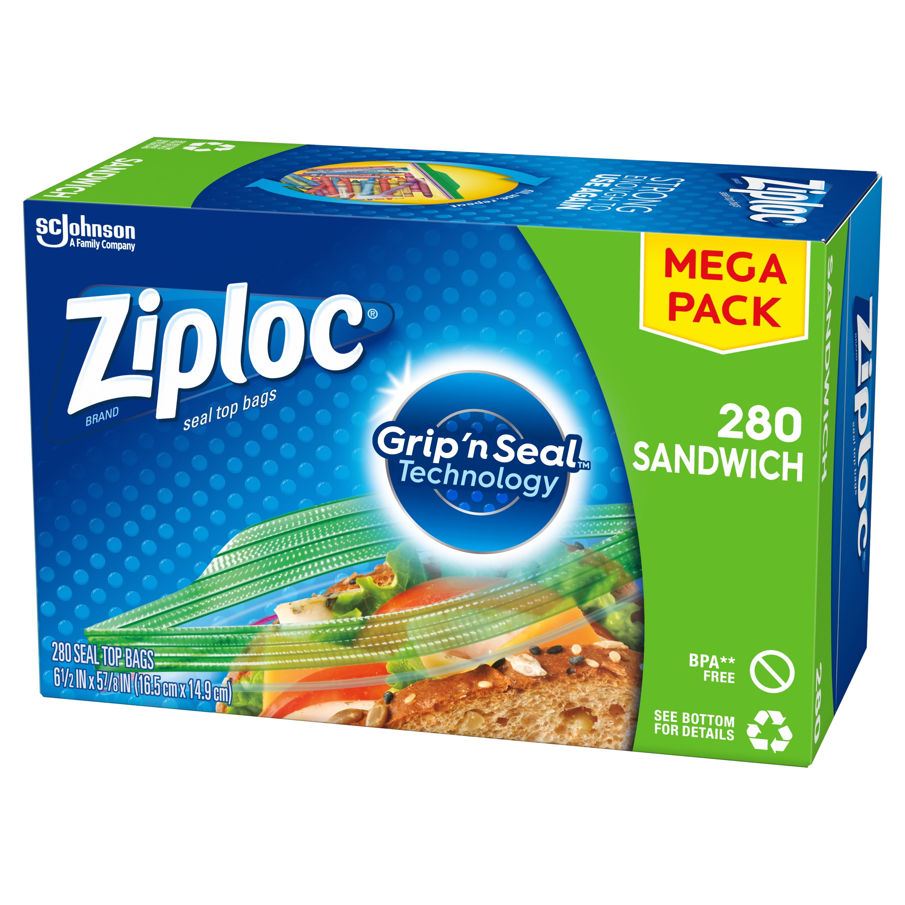 Zip Top Sandwich Bag, Teal, 24 Ounce