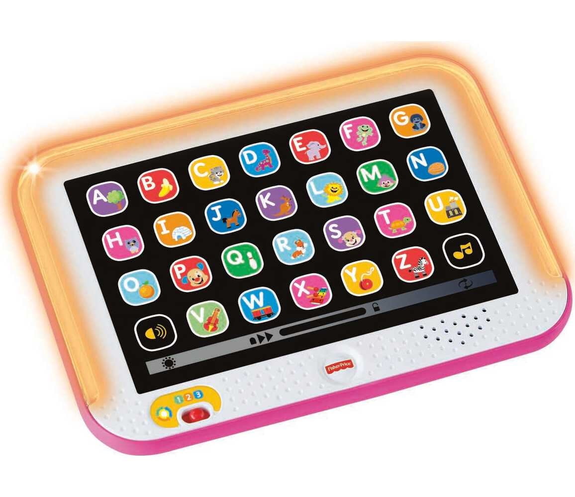 Fisher-Price Pretend Tablet Learning Toy with Lights and Music, Baby and Toddler Toy, Pink