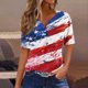 thumbnail image 1 of Fiudx Ofertas Flash Del Día Solo En Línea Blusa de Manga Corta Estampada a La Moda para Mujer, Blusas Informales con Cuello En V, 1 of 5