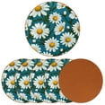 thumbnail image 2 of Daisy Cool Round Microfiber Leather Coasters 6PCS - 11x11 cm/4.3x4.3 in - Set of Stylish Drink Mats for Home and Office, 2 of 6