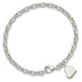 thumbnail image 4 of Sterling Silver Bracelet with station 10 mm 7 in Oval Rolo Solid Engraveable Heart, 4 of 5