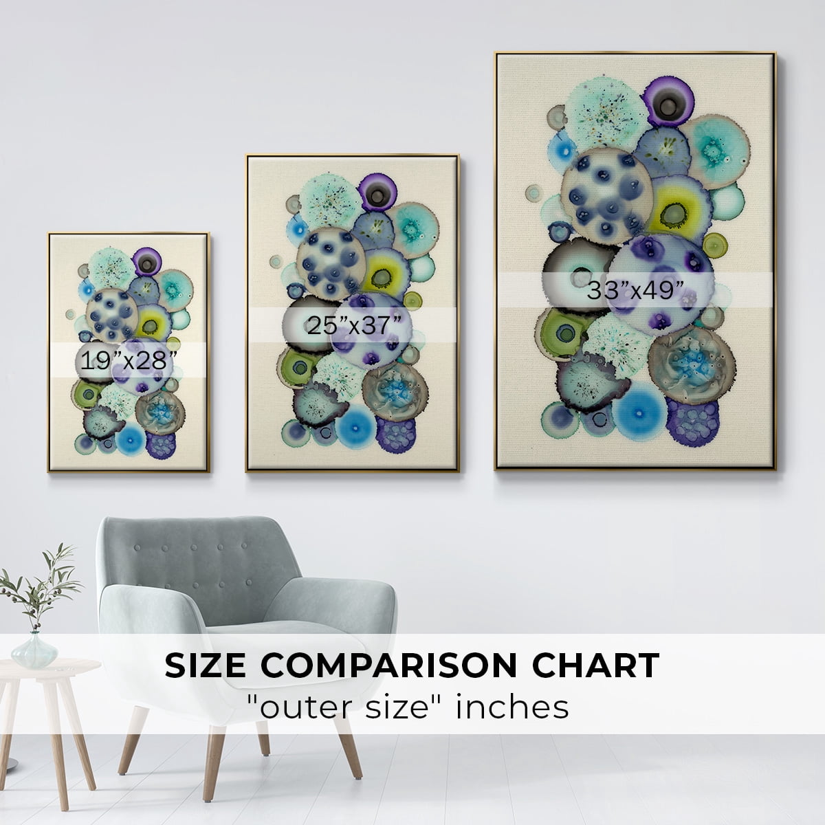 Geodes II Framed Premium Gallery Wrapped Canvas - Ready to Hang - 25 x 37 - Gold Floating Frame