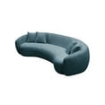 thumbnail image 5 of 102" Modern Sofa Couch, Upholstered Half Moon Curved Living Room Sofa with 2 Throw Pillows, 3-Seat Teddy Fleece Velet Fabric Leisure Couch with Armrest for Living Room, Office, Blue, 5 of 7