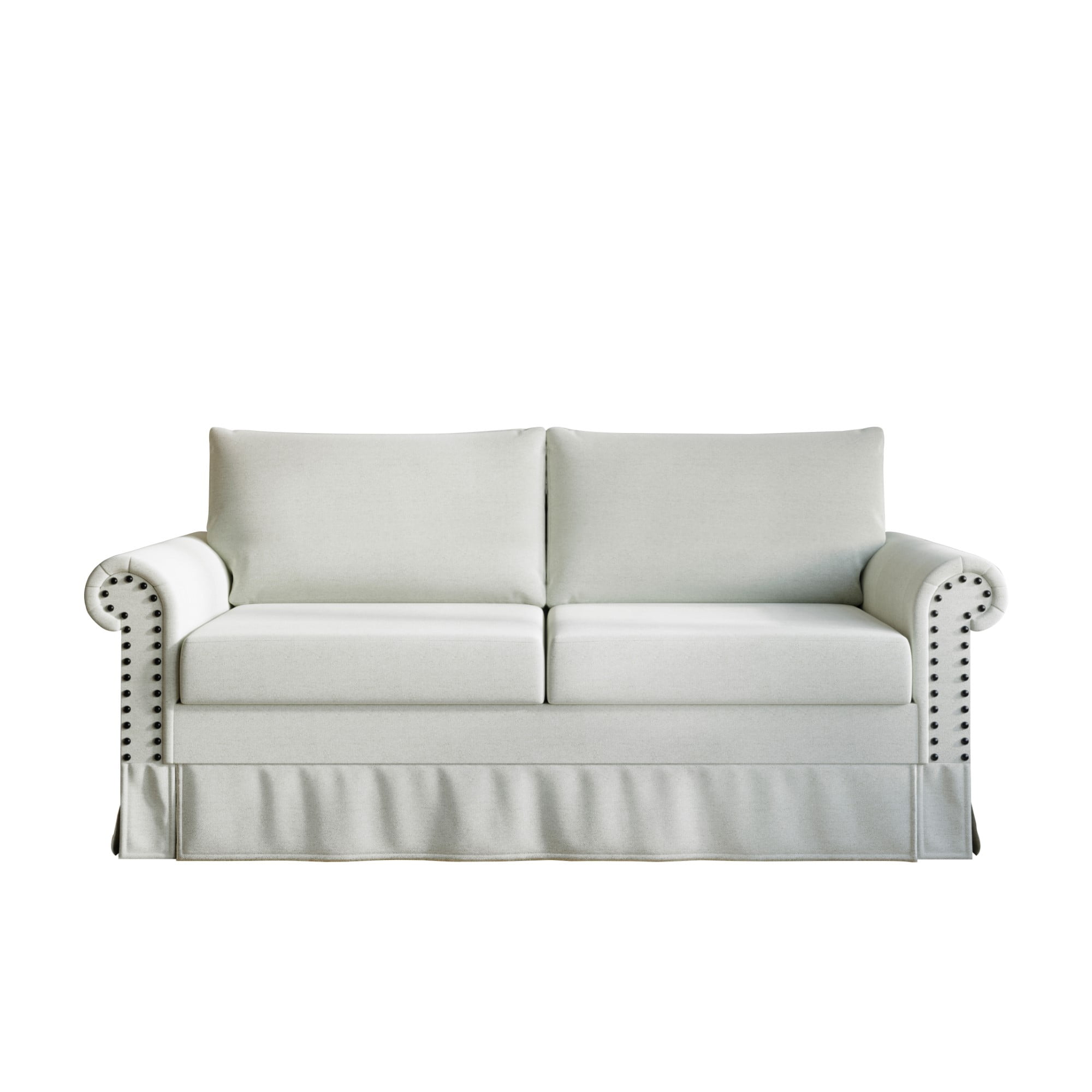 Home Design Emerson Rolled Arm 3-Seater Sofa, Upholstered with Nailhead Trim, Classic Warm Gray Fabric
