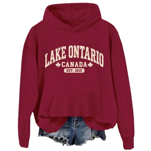 Lake Ontario Hoodies Sweatshirts for Men Casual Hooded Sweatshirt - Long Sleeve Pullover Soft Daily Wear Top