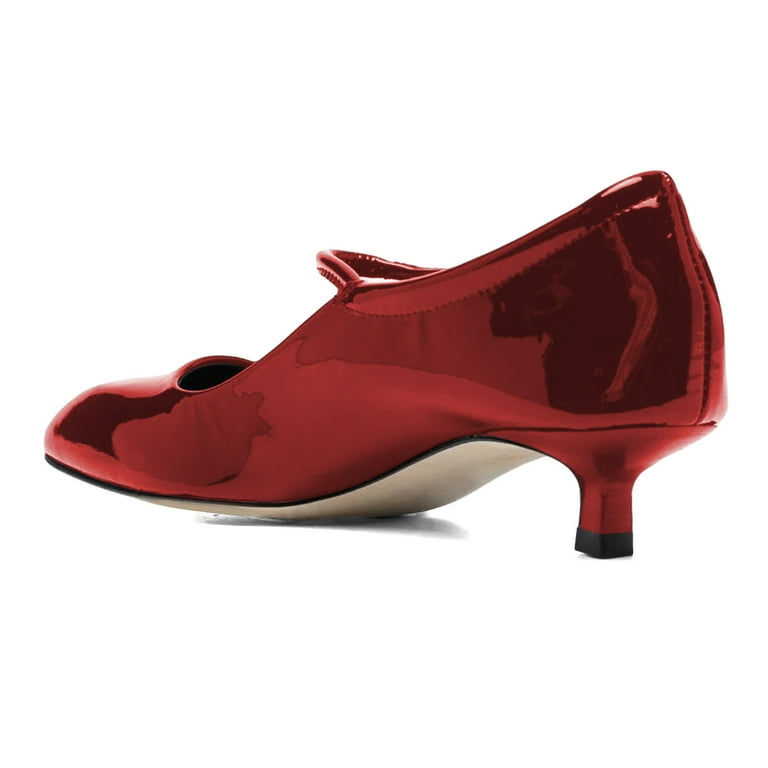 XYD Women Mary Jane Kitten Pumps Square Toe Adjustable Buckle