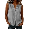 thumbnail image 3 of cocolona Summer Linen Tank Tops for Women Crew Neck Sleeveless Button Shirts Trendy Casual Solid Color Blouses, 3 of 5