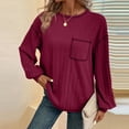 thumbnail image 5 of qolati Long Sleeve Shirts for Women Oversized Casual Solid Crewneck Knitted Sweatshirt 2024 Fall Loose Fit Pullover Shirts Tops, 5 of 6