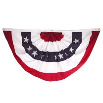 Super Tough Stars and Stripes Pleated Fan - Double Sided Polyester - 27in x 54in