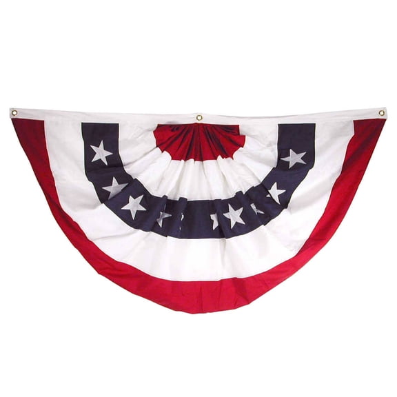 Super Tough Stars and Stripes Pleated Fan - Double Sided Polyester - 27in x 54in
