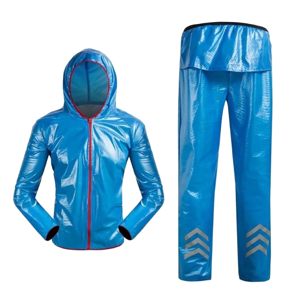 Rain Coat Windproof Waterproof Hooded Jacket Pants Outdoor Sports Suit Unisex 