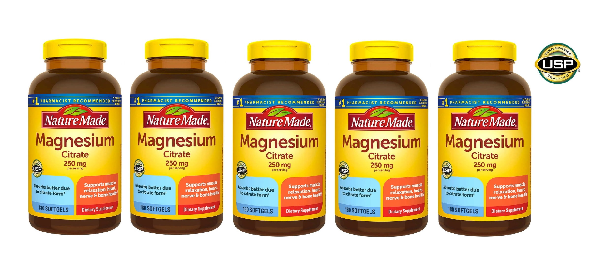 Nature Made Magnesium Citrate 250 mg., 180 Softgels 5PK