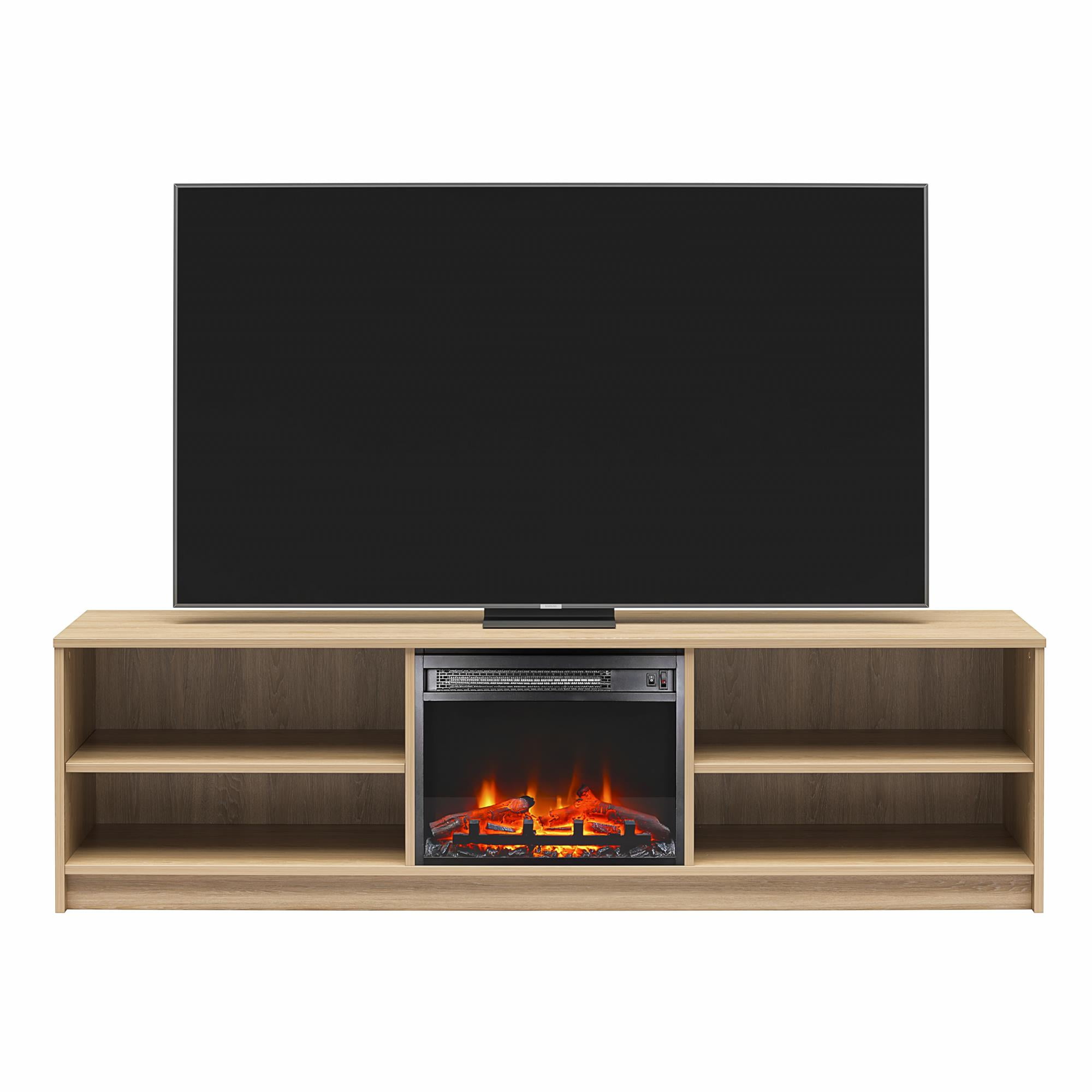 Mainstays Fireplace TV Stand, for TVs up to 75", Natural