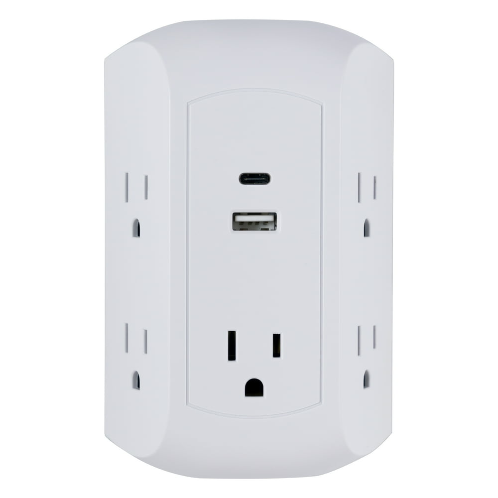 GE UltraPro 5 Outlet, USBC, Standard USBA Charging Surge Protector