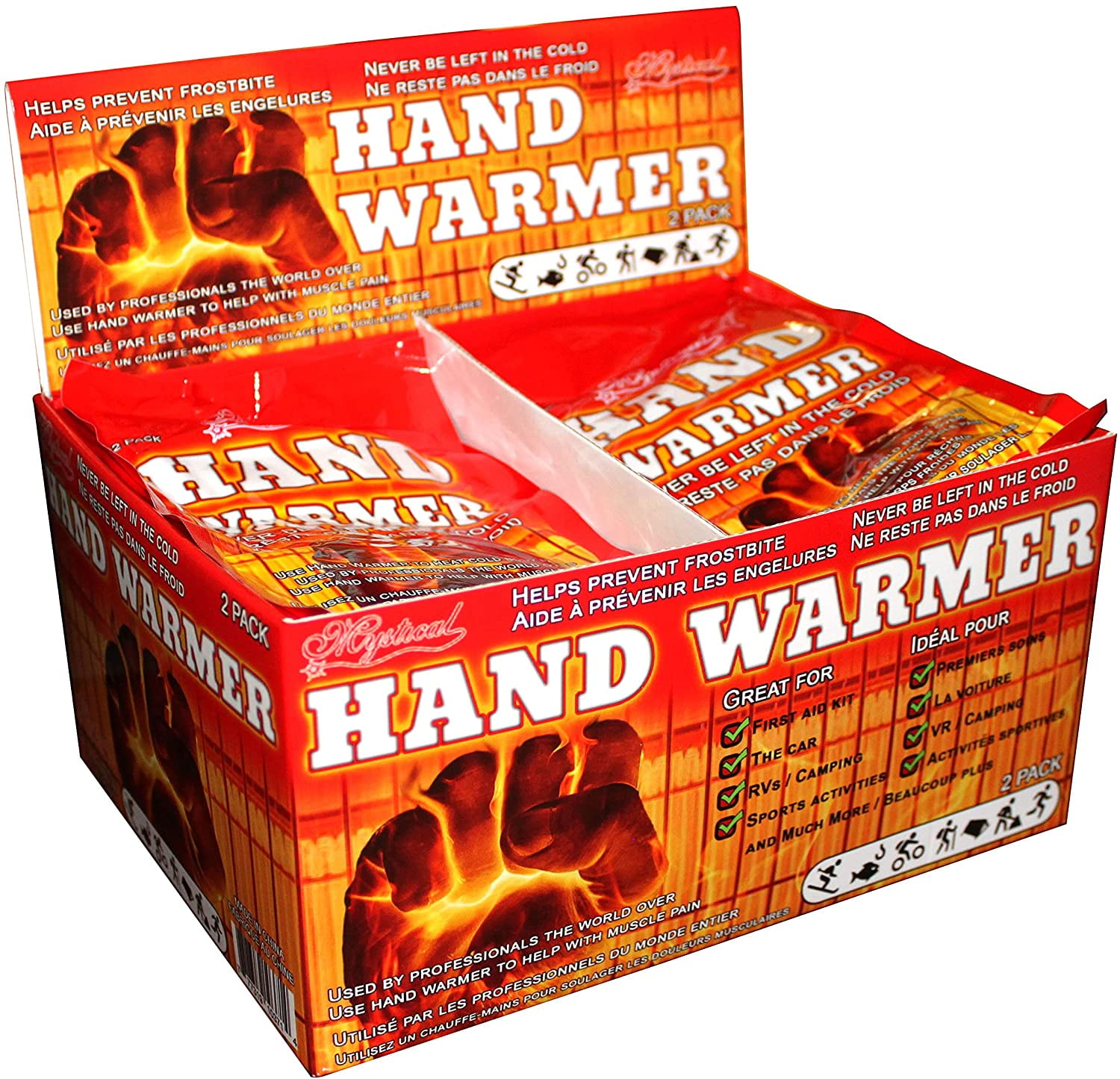 Hand Warmer Heat Packs Long Lasting Safe Natural Odorless Air Activated Heated Warmer Packs | Get Hours of Warmth | 40x2 Packets Single Use Warmth Packs by Mystical Fire