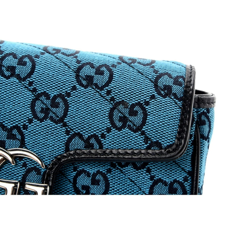 Gucci Flap Marmont Matelasse Blue Printed Canvas Shoulder Bag 443497 Walmart