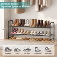 thumbnail image 3 of Long 2 Tier Shoe Rack for Closet Metal Wide Stackable Shoe Storage Organizer for Entryway, Bedroom, Floor, 18-Pairs Low Shoe Shelf, Black, 3 of 7