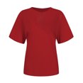 thumbnail image 4 of AXXD Red Basic Hawaiian Shirts for Women Summer 2024 Short Sleeves Comfortable Casual Tops Pullover Blouse T-shirt, 4 of 7
