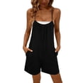 thumbnail image 2 of Sokhug Spaghetti Strap Romper for Women Sleeveless Casual with Side Pockets Loose Fit Summer Solid Color Jumpsuit Shorts, 2 of 6