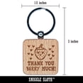 thumbnail image 2 of Thank You Very Berry Much Kawaii Strawberry Hearts Square Keychain Charm Tag - Engraved Wood, 2 of 6