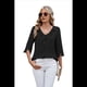 thumbnail image 1 of Blusas Elegantes Informales para Mujer, con Mangas 3/4, Cuello en V y Volantes, Color Negro, Talla XL, 1 of 5