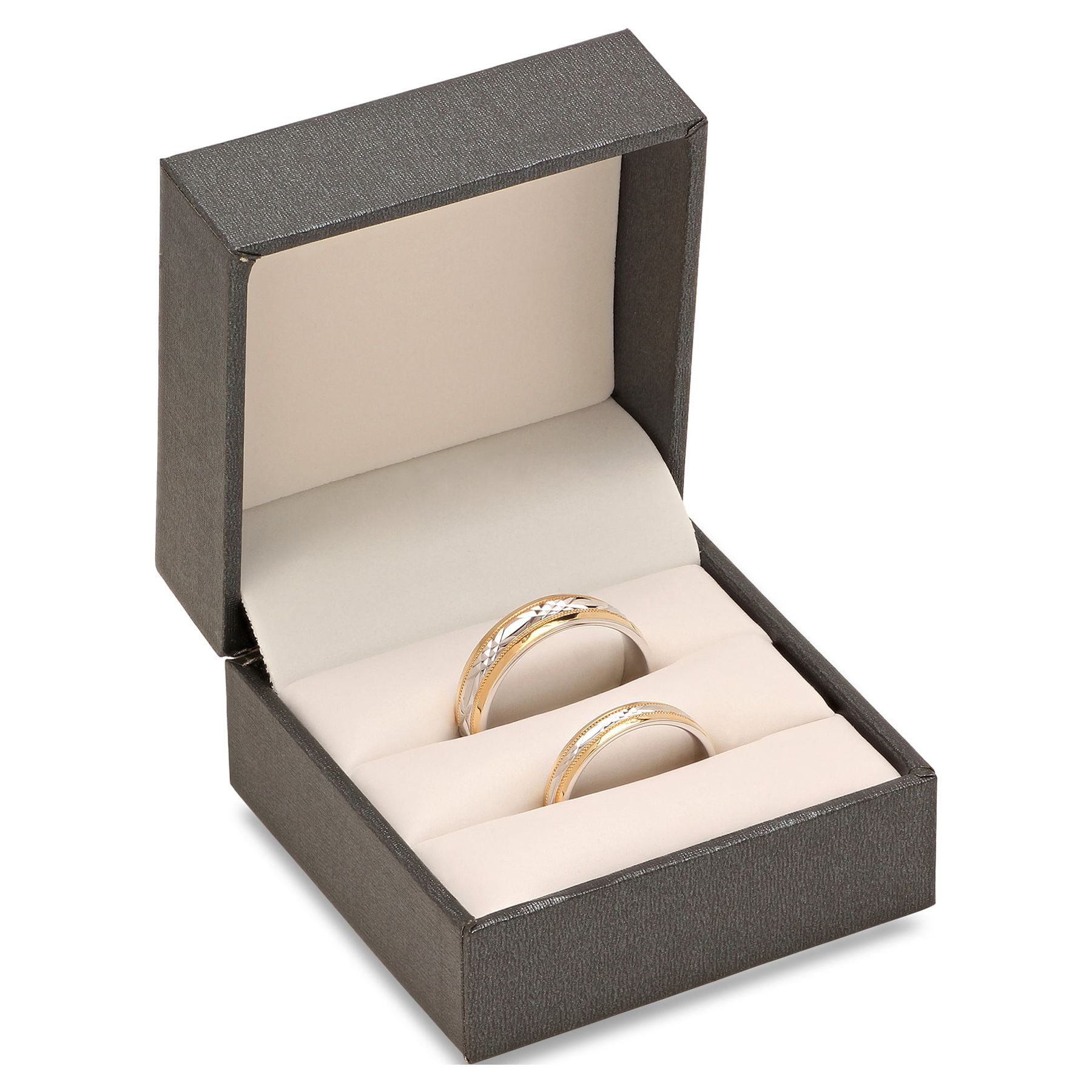 Brilliance Fine Jewelry His and Hers Sterling Silver Diamond Cut 14K Gold Plated Wedding Band Set