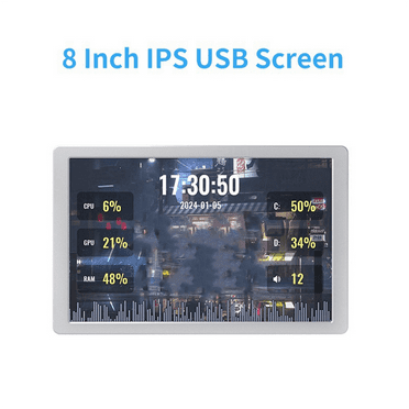 8 Inch IPS USB Monitor 1280x800 Type-C LCD PC Case Screen Silver